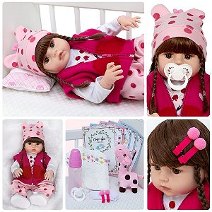 Bebe Reborn Silicone Menina Girafinha Com Carrinho Infantil - USA