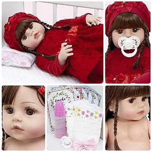 Boneca Bebê Reborn Silicone Realista Recem Nascido 18 Itens