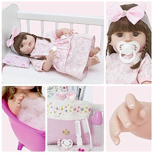 Boneca Bebê Reborn Real Loira Fofa Itens Bolsa Maternidade - USA Magazine