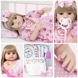 Bebê Reborn de Silicone - Boneca Bebê Reborn Menina Realista