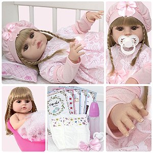 Bebê Reborn Boneca Menina Realista Brinquedo Banho Silicone