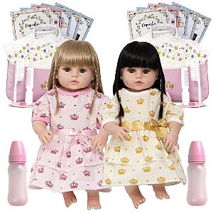 Bebê Reborn Gêmeos Casal Corpo 100% Vinil - TRENDS Brinquedos