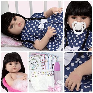 Boneca Bebê Reborn 100% Silicone Realista Linda 13 Itens - USA Magazine