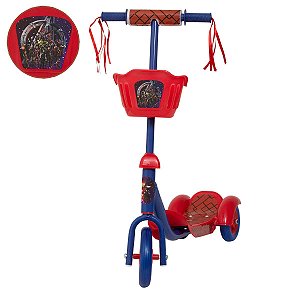 Patinete Infantil 3 Rodas Masculino Vingadores Cestinha