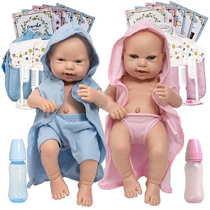 2 Bebes Reborn Casal Gemeos 100% Silicone Menino Menina Bolsa Acessórios