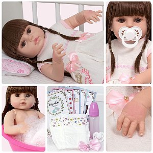 Boneca Reborn Realista Menina Princesa Baby 13 Itens Enxoval