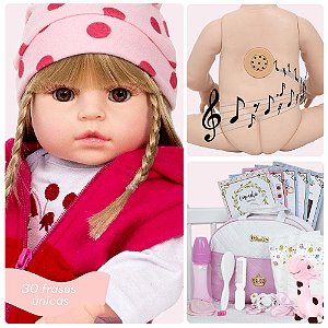 Boneca Reborn Realista Girafinha Loira Fala 30 Frases Itens