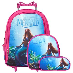 Mochila Infantil Feminina Rodinhas Rosa Pequena Sereia Filme