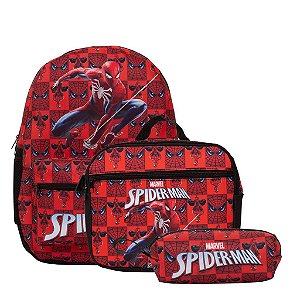 Mochila Infantil Masculina Homem Aranha Costas + Lancheira