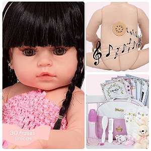 Bebe Reborn Realista Menina Coelhinha Morena Fala 30 Frases