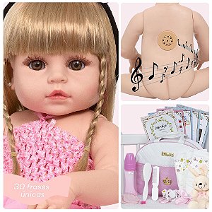 Boneca Reborn Realista Bailarina Loira 30 Frases Com Bolsa