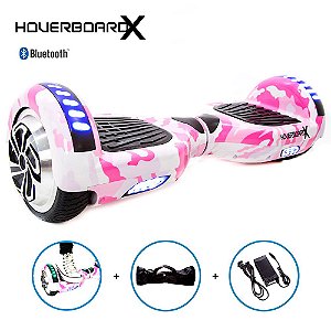 Hoverboard Elétrico 6,5 Polegadas Led Bluetooth Rosa Militar
