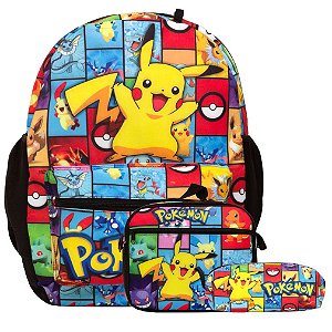 Mochila Infantil Costas Pokémon Juvenil Com Lancheira Estojo