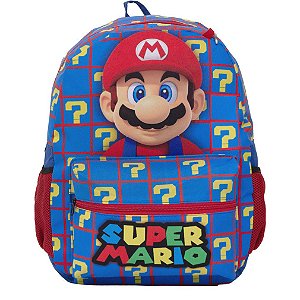 Mochila Infantil Masculina Super Mario Juvenil Costas Azul