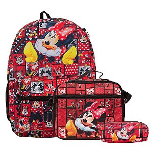 Kit Mochila Infantil Feminina Minnie Juvenil Lancheira Tam G