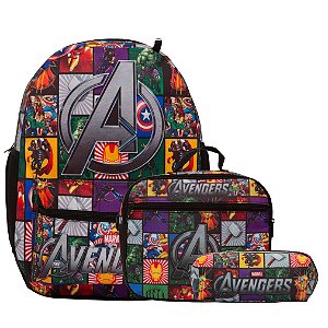 Kit Mochila Infantil Masculina Avengers Costas Com Lancheira
