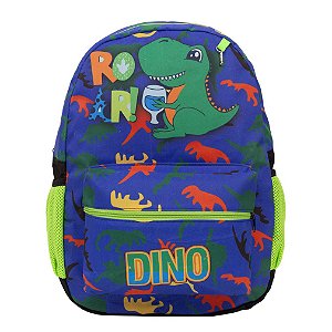 Mochila Infantil Masculina Dinossauro Juvenil Costas Azul
