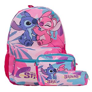 Kit Mochila Infantil Menina Stitch Costas Juvenil Lancheira