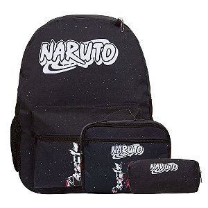 Kit Mochila Escolar Juvenil Costas Naruto Lancheira e Estojo