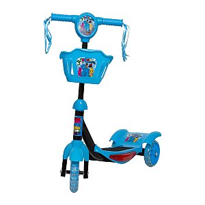 Patinete Infantil 3 Rodas Cestinha Luz Led Turma do Problems