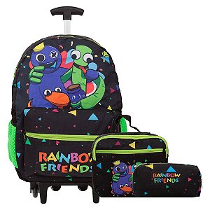 Kit Mochila Infantil Masculina Rodinha Rainbow Friends Preta