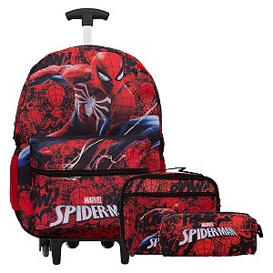 Kit Mochila Infantil Menino Rodinha Homem Aranha Juvenil