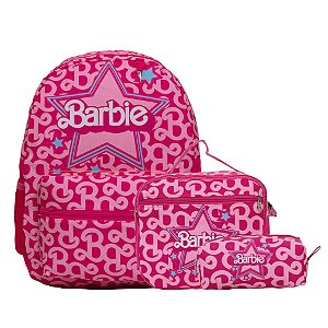Kit Mochila Infantil Feminina Barbie Tam M Juvenil Cor Rosa