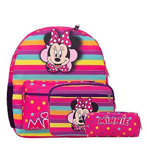 Kit Mochila Infantil Minnie Mouse Juvenil Tam M Colorida