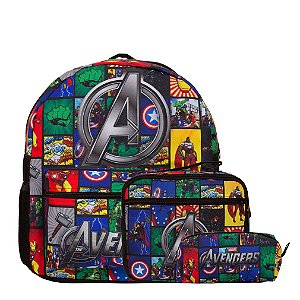 Kit Mochila Infantil Masculina Vingadores Tam M Juvenil Aula
