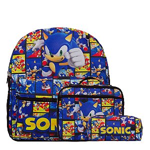 Kit Mochila Infantil Masculina Sonic Tam Média Juvenil Costa