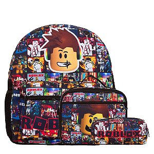 Kit Mochila Infantil Masculina Roblox Juvenil Tam M Costas