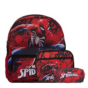Kit Mochila Infantil Escolar Homem Aranha Juvenil Tam M