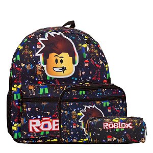 Kit Mochila Infantil Menino Roblox Juvenil Tam M Cor Preta