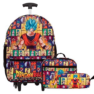 Kit Mochila Infantil Menino Dragon Ball Z Rodinha Juvenil