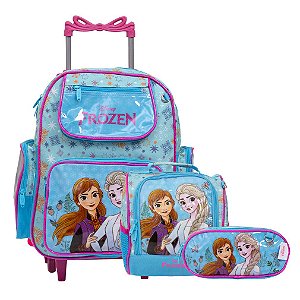 Kit Mochila Infantil Menina Rodinha Frozen Lancheira Estojo
