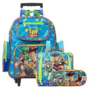 Kit Mochila Infantil Masculina Rodinha Toy Story G Cor Azul