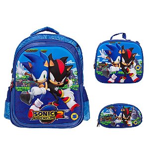 Kit Mochila Infantil Masculina Sonic Adventure Costas Tam G
