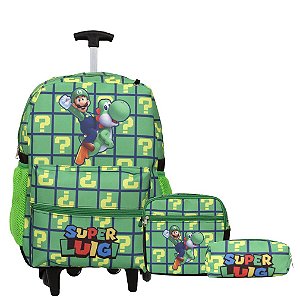Kit Mochila Infantil Masculina Super Luigi Juvenil Rodinhas