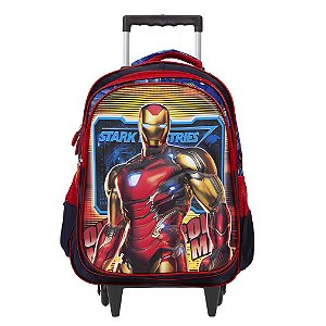 Mochila Infantil Homem De Ferro Rodinha 3D Creche Escola