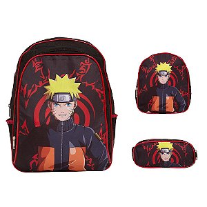 Kit Mochila Infantil Masculina Naruto Costas Tam G Lancheira