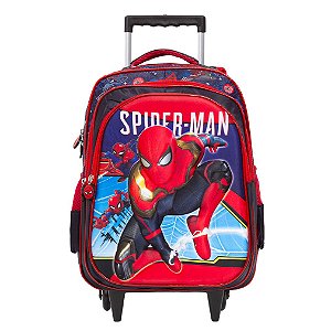 Mochila Infantil Masculina Homem Aranha Rodinhas Tam G 3D