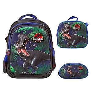 Kit Mochila Infantil Masculina Jurassic Park 3D Costas G