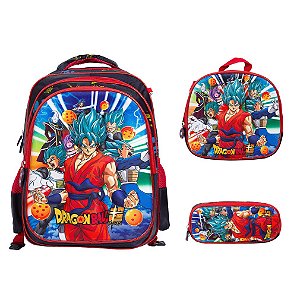 Kit Mochila Infantil Masculina Costas Dragon Ball 3D Grande