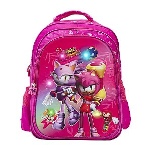 Mochila Infantil Feminina Costas Amy Rose 3D Led Juvenil