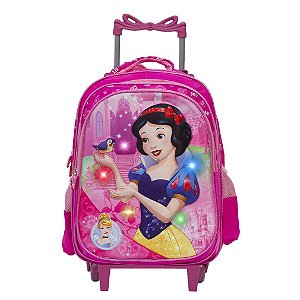 Mochila Infantil Branca de Neve 3D Led C/ Rodinhas Toys 2U