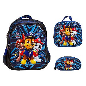 Kit Mochila Infantil Masculina Patrulha Canina Grande Creche
