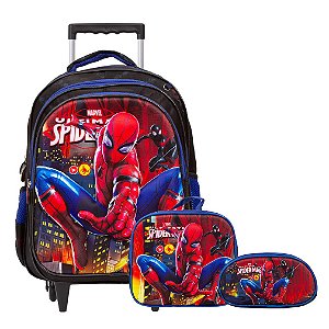 Kit Mochila Infantil Menino Rodinhas Homem Aranha 3D Grande