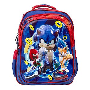 Mochila Infantil Masculina Sonic Personagens 3D Costas