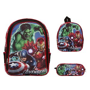 Kit Mochila Infantil Masculina VIngadores Costas Tam G