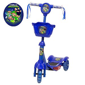 Patinete Infantil 3 Rodas Cestinha Família Arqueira Azul
